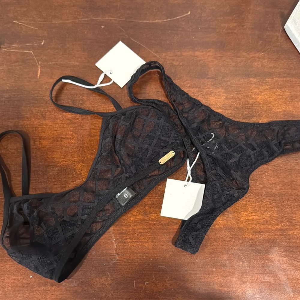 Black Lace Bra and Panty set with Intricate Sheer Design